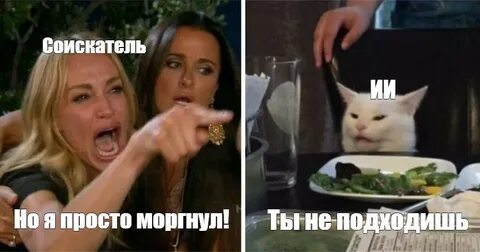 Мем с котом и двумя женщинами