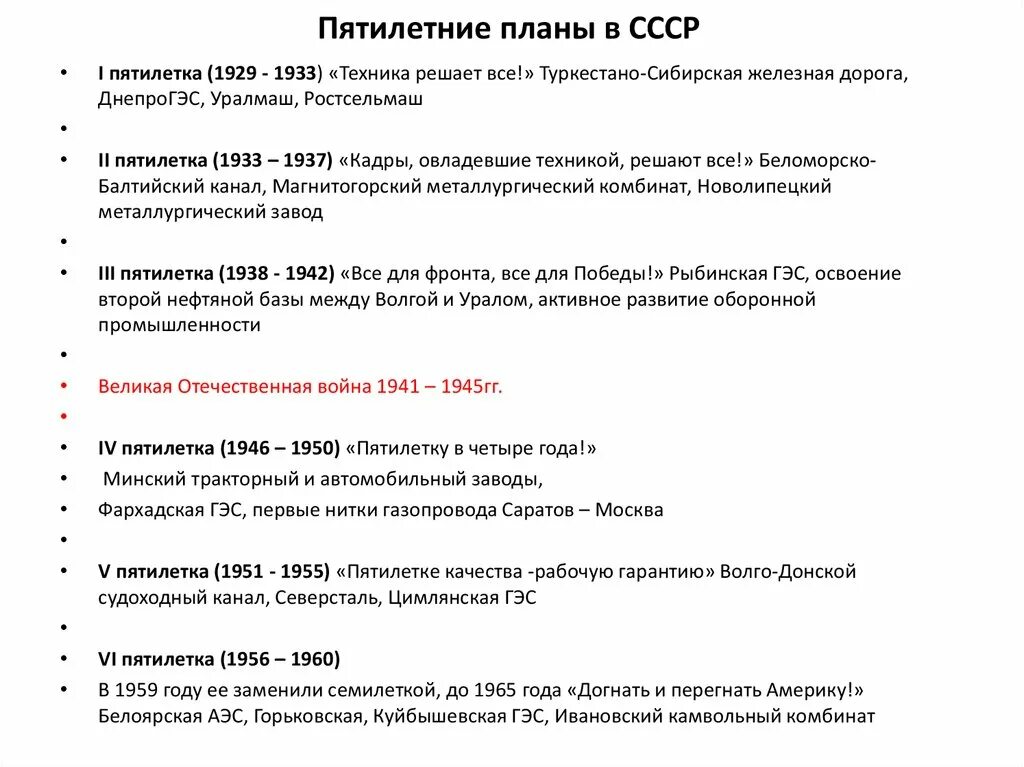 Периоды пятилеток в ссср