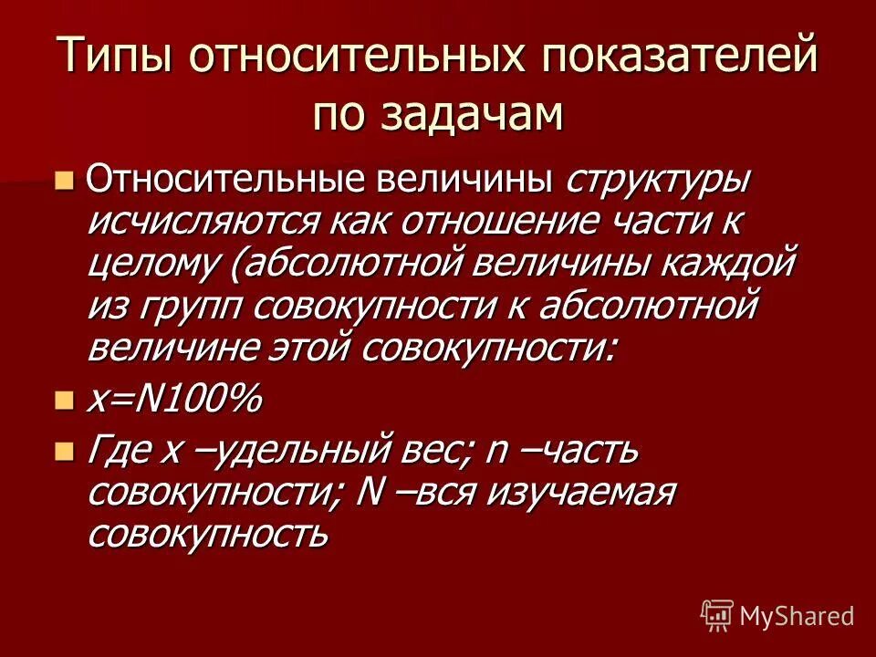 Группы относительных показателей