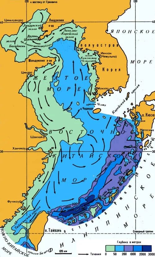 Рельеф дна Южно-китайского моря. Рельеф Восточно китайского моря. Карта глубин Южно китайского моря. Течение в Южно китайском море на карте. Восточно китайское на карте