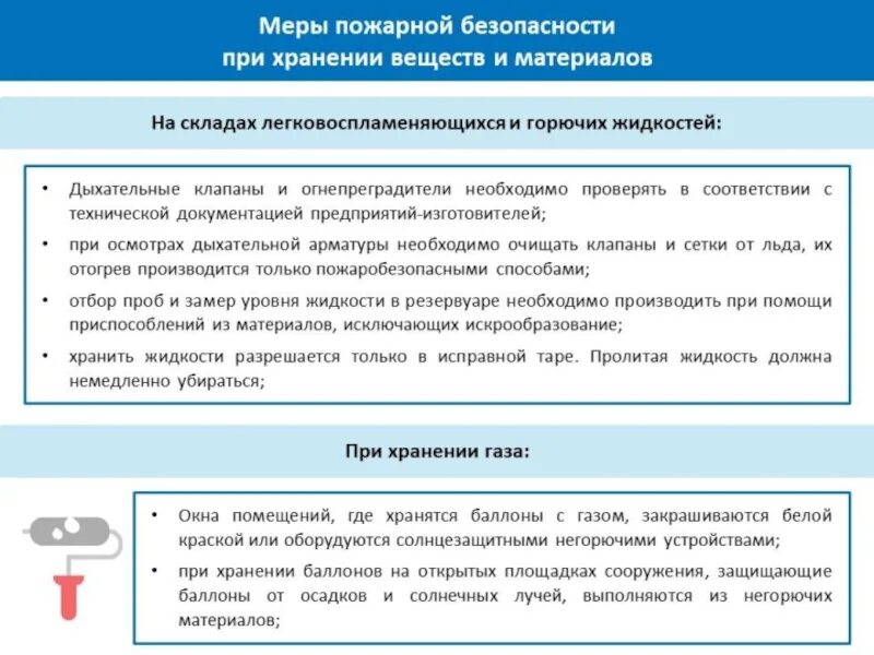 Безопасность при хранении материалов. При проведении пожароопасных работ. Требование по хранению ГСМ. Меры пожарной безопасности при хранении ЛВЖ. Порядок и нормы хранения пожароопасных веществ и материалов.