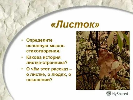 Стихотворение лермонтова утес три пальмы листок