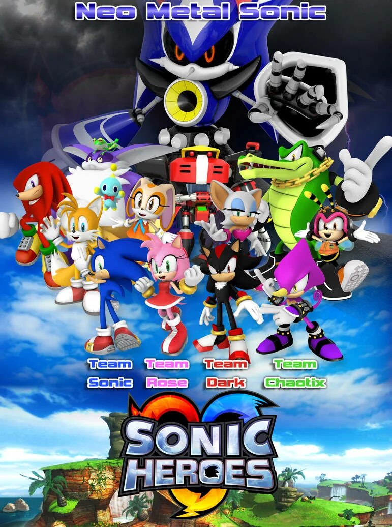 Sonic heroes 3. Sonic Heroes обложка. Sonic Heroes персонажи. Sonic Heroes Хаотикс. Sonic Heroes команды.