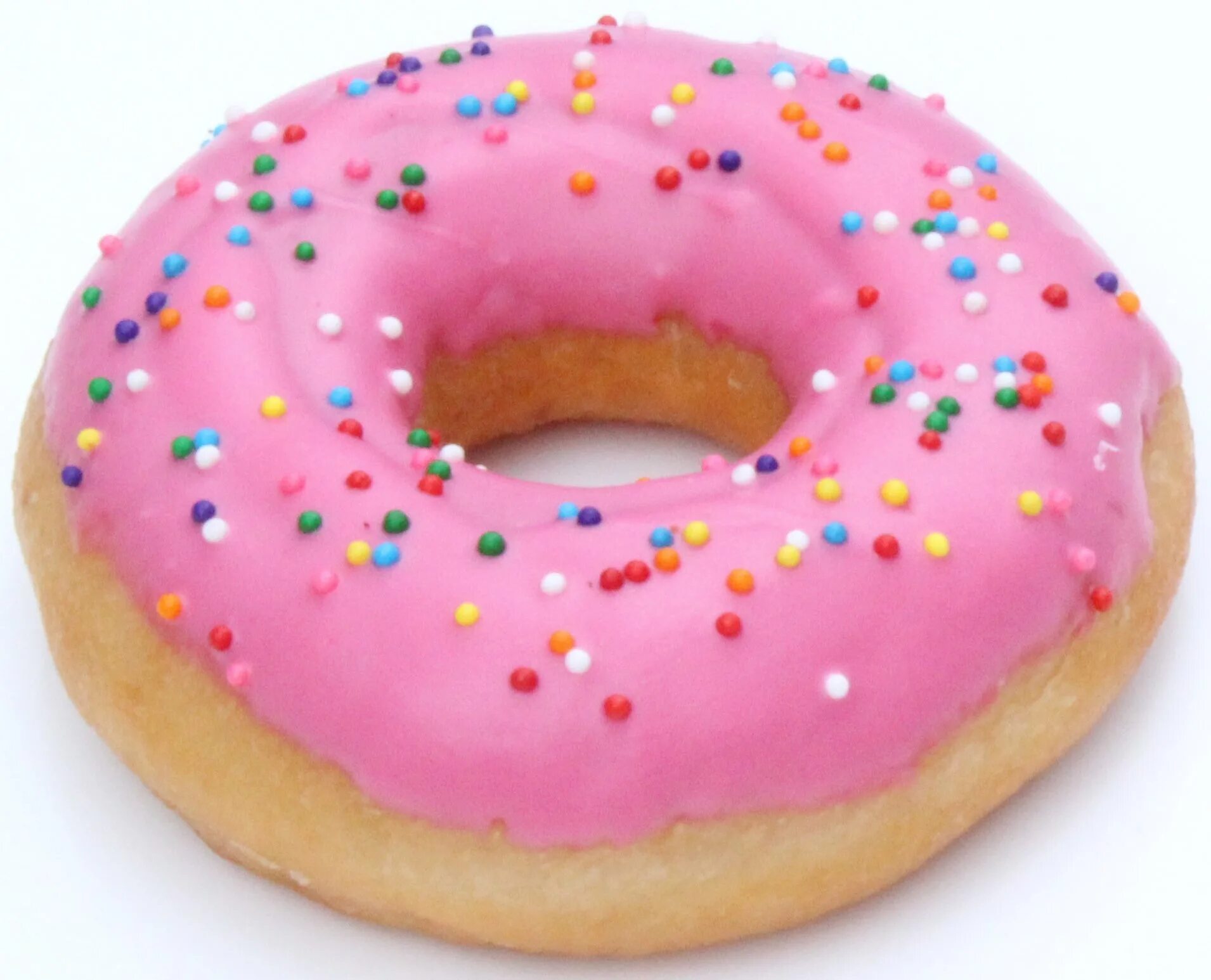 пончик нежно розовый. розовый пончик. пончик с глазурью. пончик с посыпкой. пончик розовый.