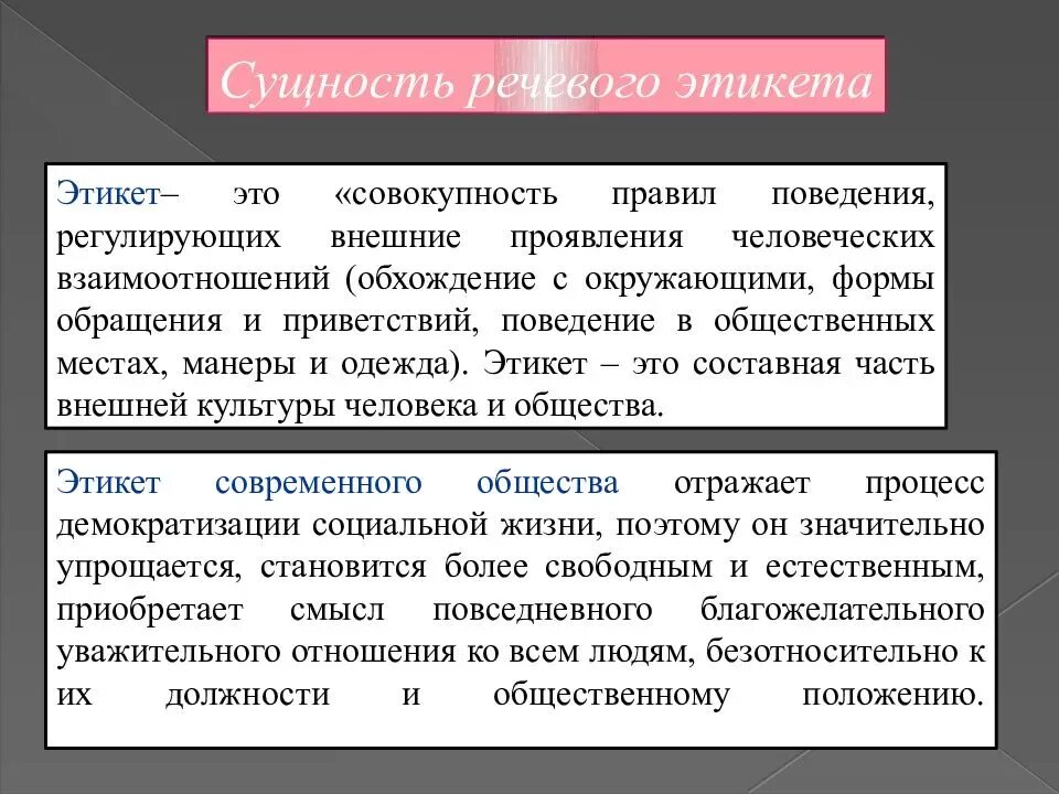 Основные нормы речевого этикета. Особенности русского речевого этикета. Речевой этикет доклад. Речевой этикет характеристики.