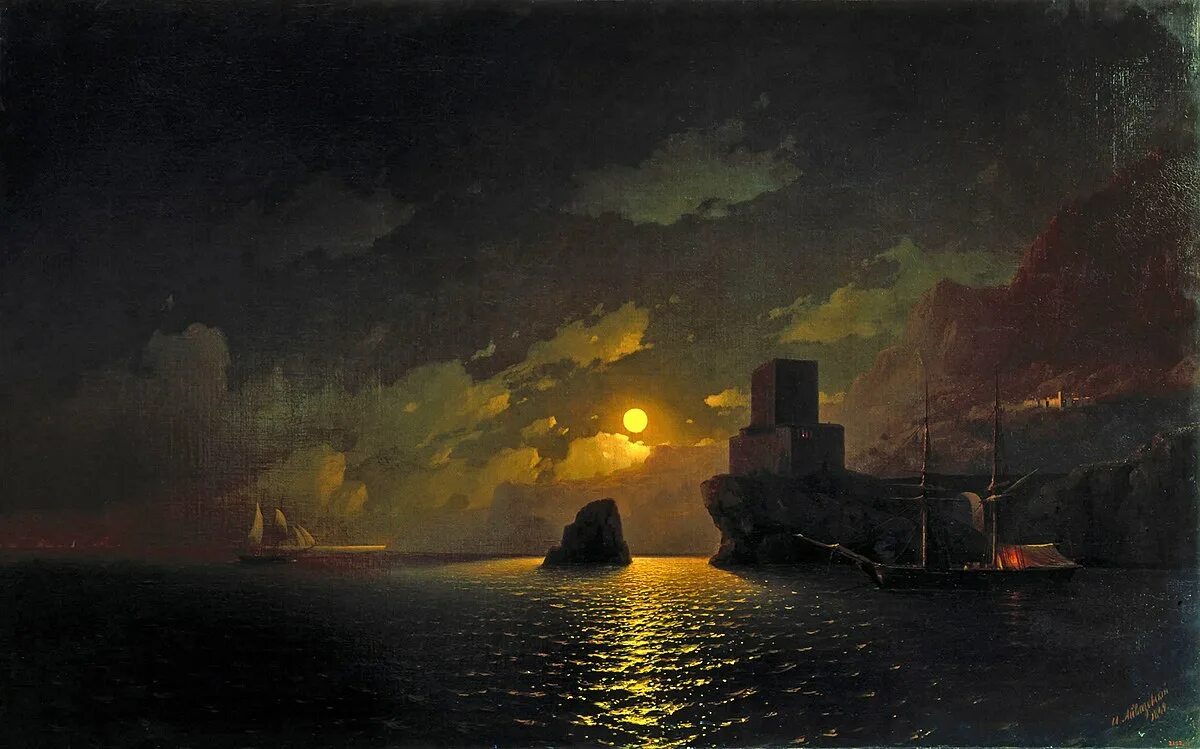 Картина ночные пейзажи айвазовского. Айвазовский Лунная ночь 1849. Картина Айвазовского Лунная ночь 1849.