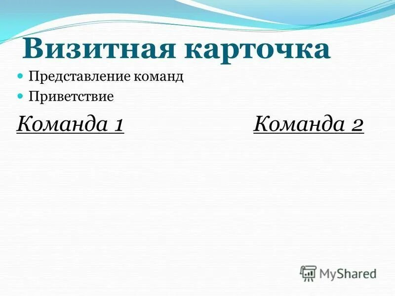 Визитка команды первых