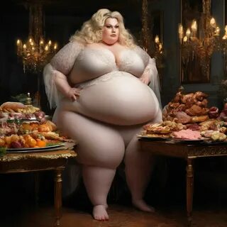 Вид сбоку на back PAWG.Feligree.Gluttony cult,luxury стол ломится от еды в ...