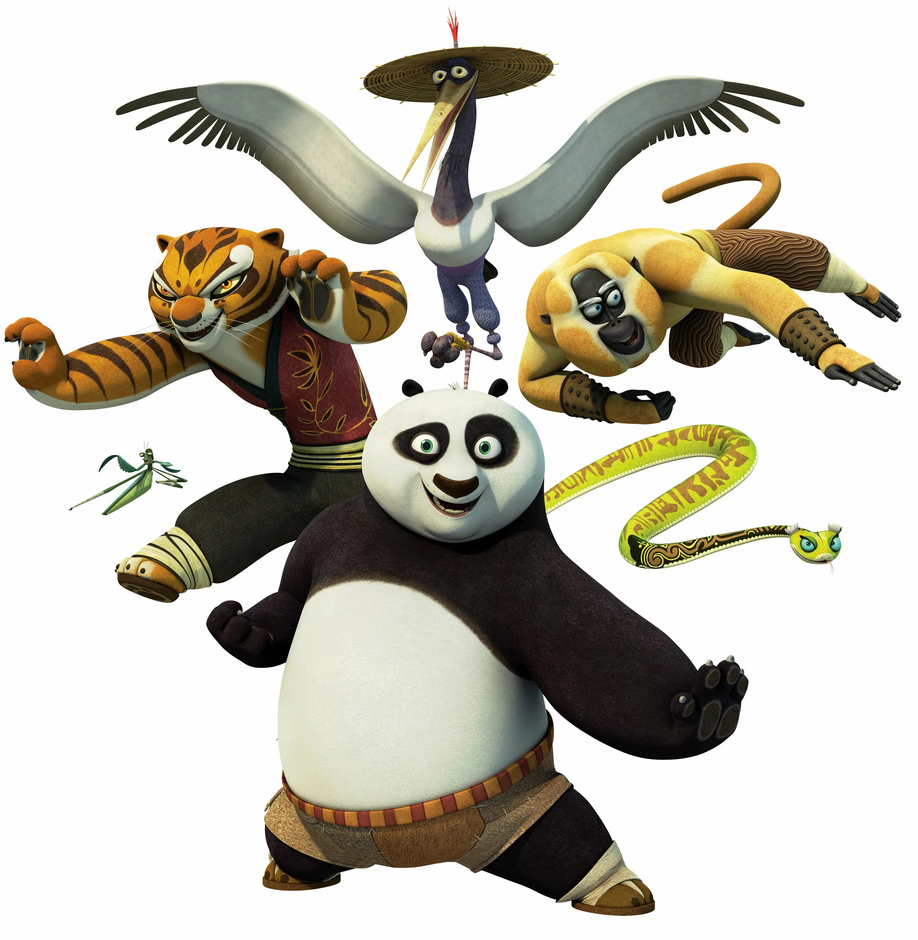 Сколько частей кунфу панда. Кунг фу Панда. Клнгфу Панда. Кунфу Панда герои. Кунг-фу Панда неистовая пятёрка.