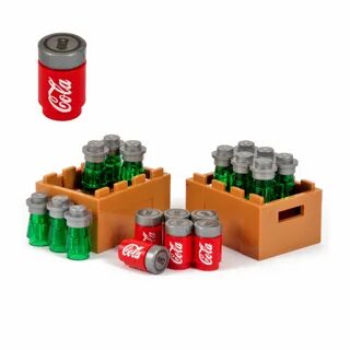 Drinks Crate + 6 Cokes 12 Beers - beach party  pub Kit Made With Real LEGO - Изображение...