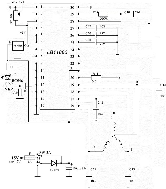 Контроллер трехфазного двигателя hdd. Как запустить двигатель от жесткого диска. Контроллер lb11880 для двигателя hdd 3 обмотки двигателя. Схема управления двигателем винчестера. Схема драйвера двигателя жесткого диска.