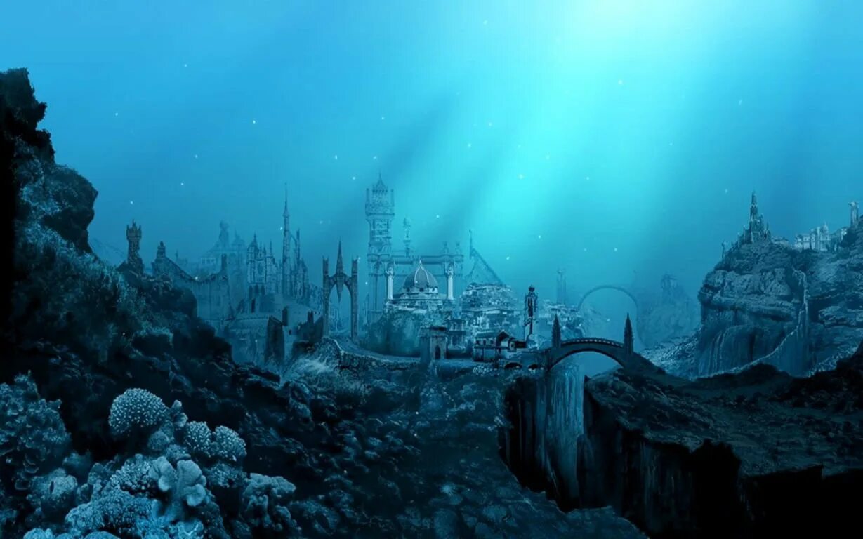 Загадочное царство. Затерянный город Атлантида. Подводный город Атлантис. Подводный город Атлантида. Атлантида дворец Посейдона.