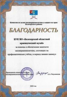 Благодарность музею
