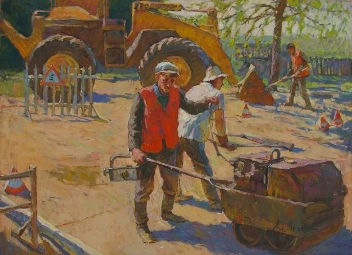 Советская живопись трактор жемерикин. Труд живопись.