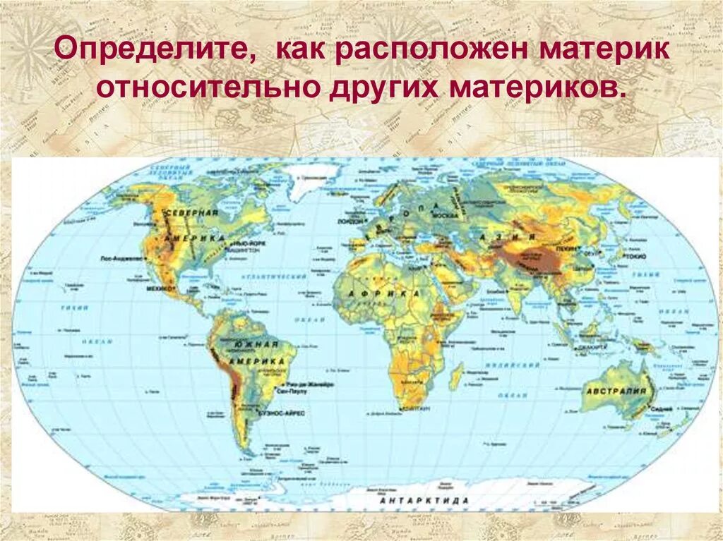 Положение евразии относительно других