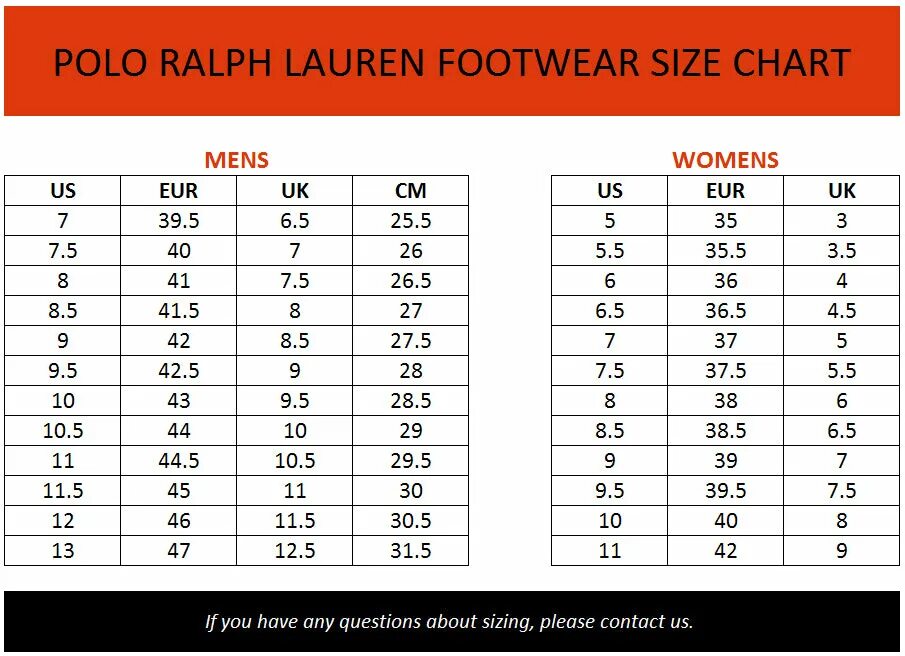 Размер женской обуви 9. Polo Ralph Lauren Размерная сетка. Polo Ralph Lauren Размерная сетка мужской обуви. Размерная сетка Ralph Lauren мужская обувь. Размерная сетка Polo Ralph Lauren обуви.