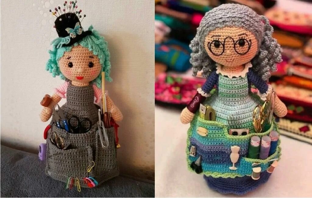 Вязаные куклы игольницы. Вязаные куклы крючком со схемами. Вязаные куклы схемы. Рукоделие вязаные игрушки. Кукла рукодельница органайзер крючком.