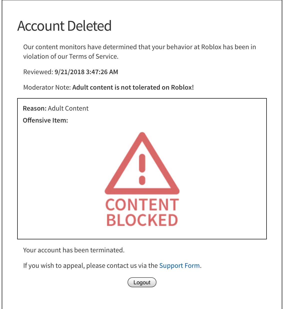 Banned content. Account deleted roblox. content deleted roblox. content warning роблокс. your account deleted roblox.