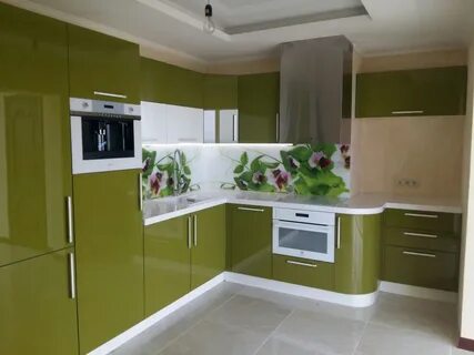 Кухня оливковая с белым