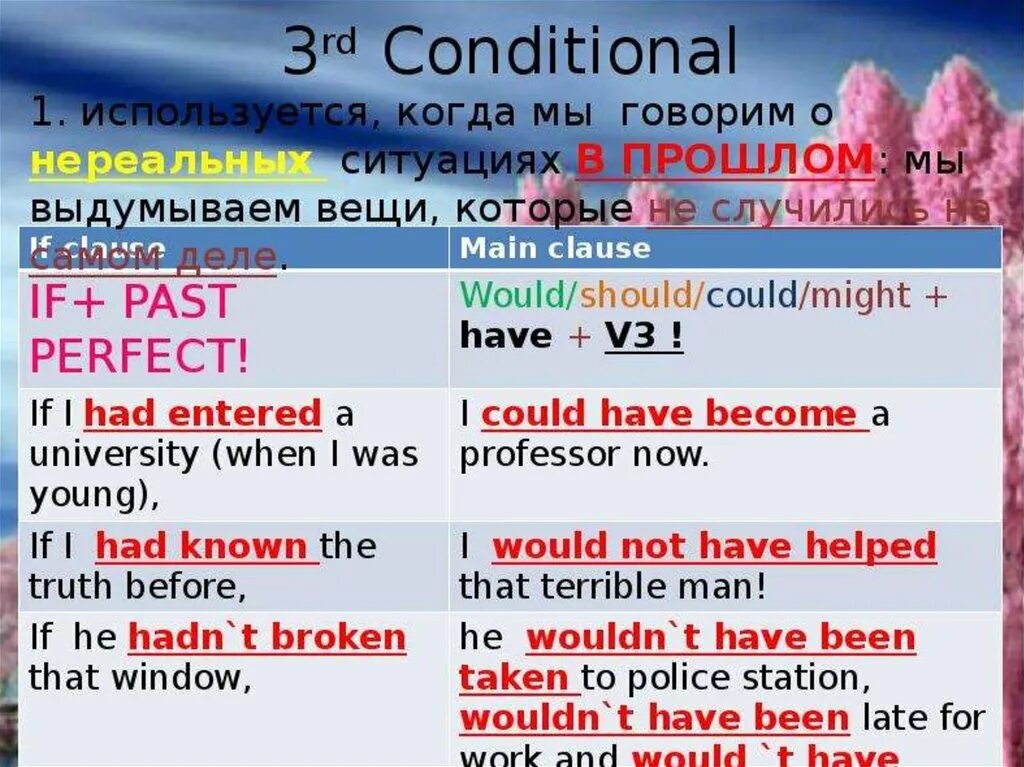 Would have v3. Предложения conditional sentences(Type 1). 3 Кондишинал в английском. Conditional 3 в английском языке. Conditional Clauses в английском.