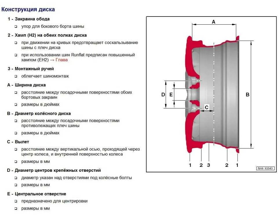 Обозначение диска колеса автомобиля