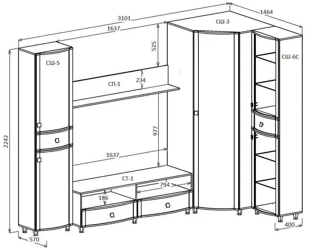 Размеры шкафов стенок. Стенка в гостиную угловая Размеры. Стенка для гостиной чертеж. Стенка Размеры. Шкаф стенка Размеры.
