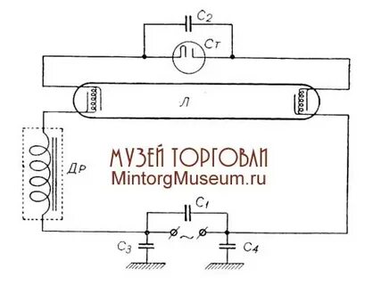 Схема лампы дневного света с дросселем