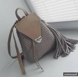 Рюкзак из полиэфирного шнура с кожаной фурнитурой