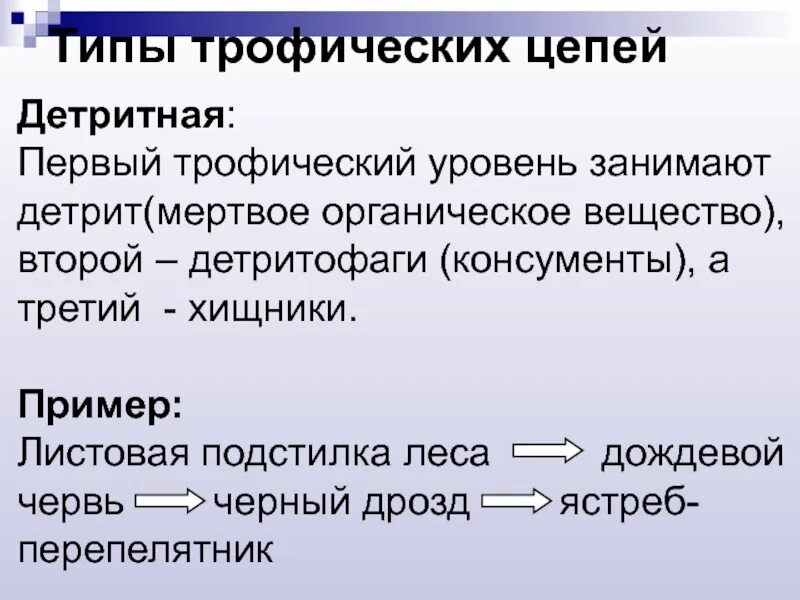 1 трофический уровень. Трофические уровни детритной цепи. Детритные цепи питания схема. Детритные цепи питания трофические уровни. Типы трофических цепей примеры.