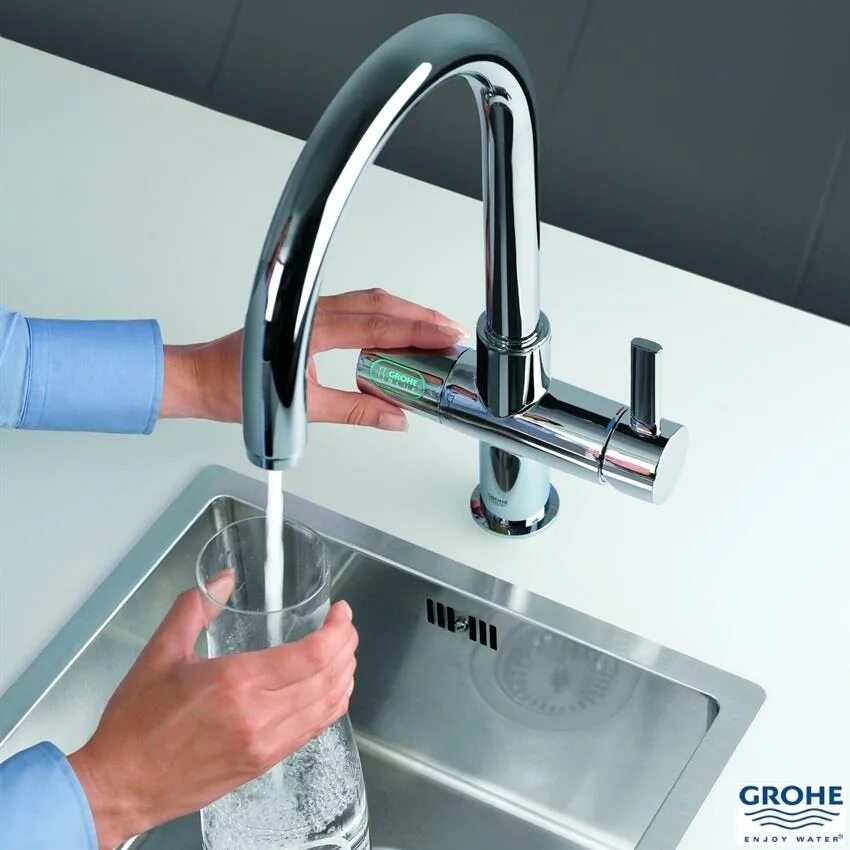 Раковина с фильтром для воды. Смеситель Grohe Blue 33251000. Смеситель для кухни (мойки) Grohe Blue 33251000 однорычажный хром. Grohe Blue Pure Minta. Подключить смеситель для кухни Grohe Blue 33251000.