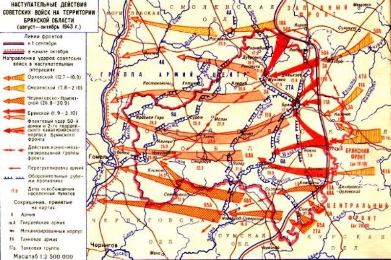 На главном направлении г. Освобождение Брянска 1943 карта. Брянская наступательная операция 1943. Карта боевых действий ВОВ 1943. Брянская операция сентябрь 1943 года.