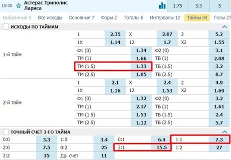 Тотал больше первый тайм
