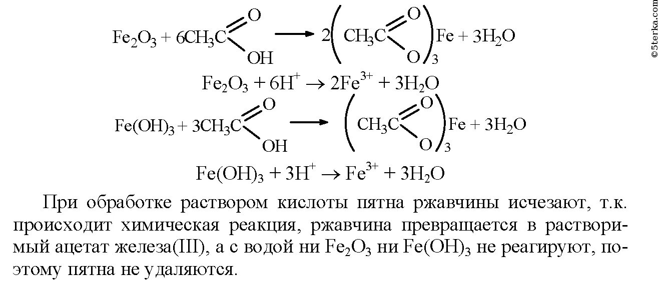 Реакция уксусной кислоты с железом