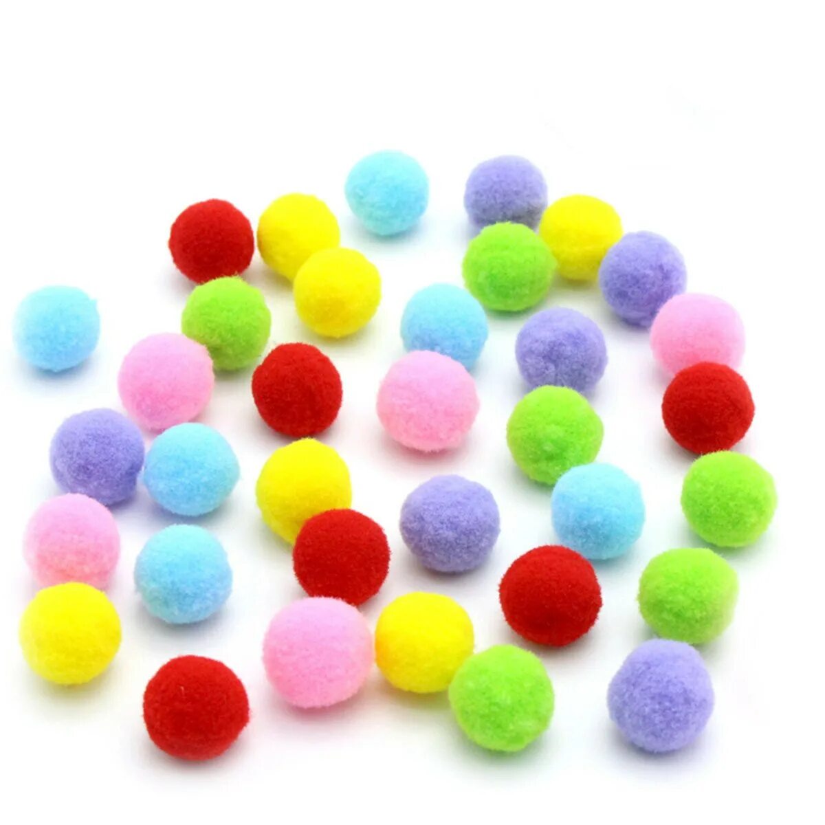 Помпоны микс 10мм, 41шт. Разноцветные мягкие шарики. Мягкие шарики для поделок. Цветные помпоны. Мягкие шарики купить
