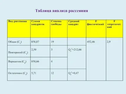 Анализ таблицы на английском