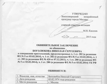 Копию обвинительного заключения вручает