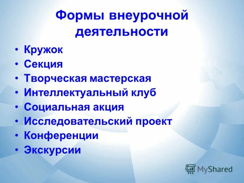 1 класса внеурочная деятельность направления. Формы внеурочной деятельности. Формы организации внеурочной деятельности. Форма организации внеурочной деятельности кружок. Современные формы внеурочной деятельности в начальной школе.