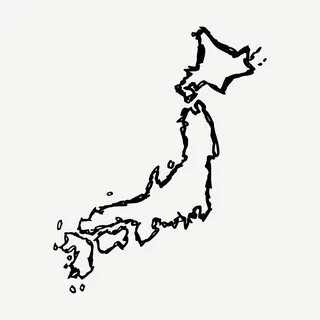 Japan map collage element, outline Free PSD - rawpixel
