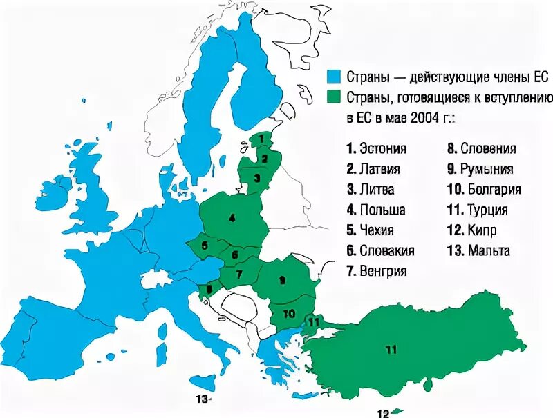 Страны вступившие в ес. Расширение ЕС 2004. 2004 Год расширение Евросоюза. Карта ЕС 2004. Расширение европейского Союза.