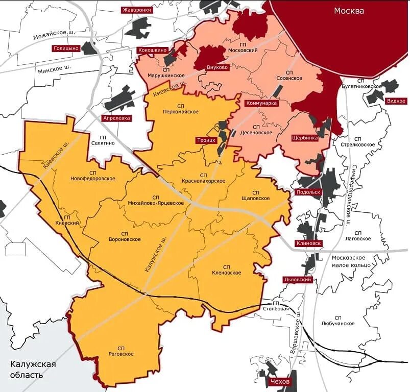 Сколько округов москвы граничит с новомосковским. Карта ТИНАО Троицкий и Новомосковский административный округ. Карта ТИНАО С поселениями. Новая Москва ТИНАО. Карта ТИНАО Москва новая.