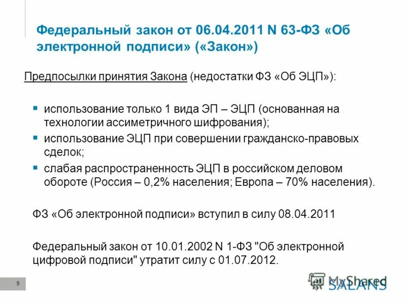 63 фз об электронной подписи с изменениями