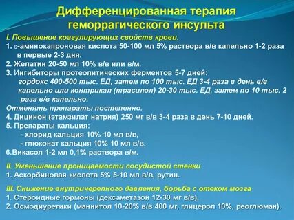 При геморрагическом инсульте необходимо