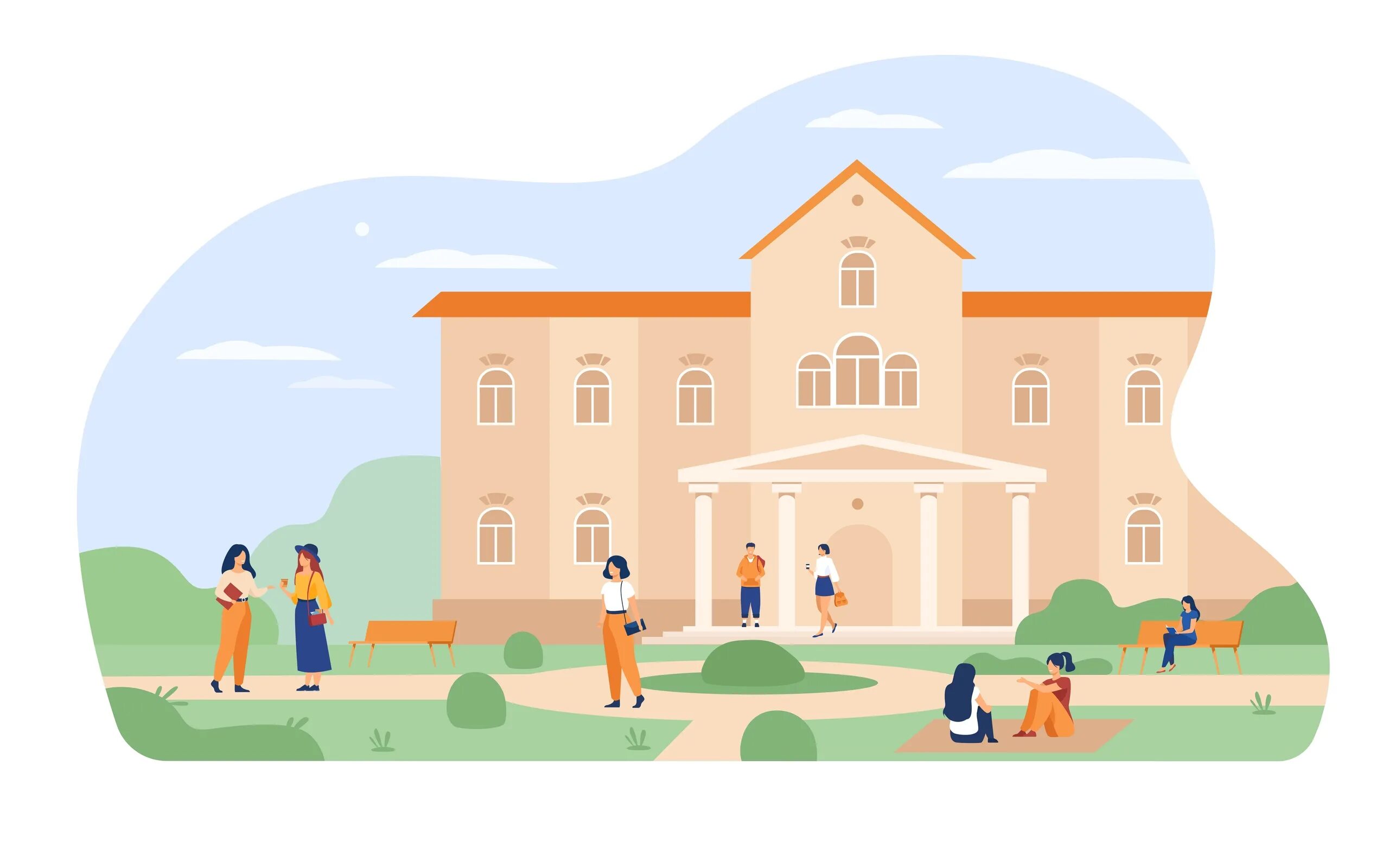 Did you go to university. Здание университета мультяшное. Университет мультяшный. Университет иллюстрация. Колледж иллюстрация.