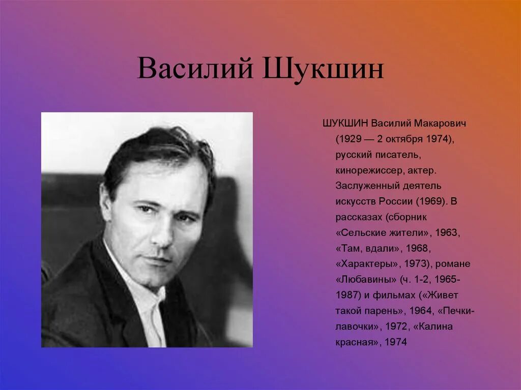 Шукшин. Писатели и поэты 20 века русской литературы. Поэты 20 века и их произведения.