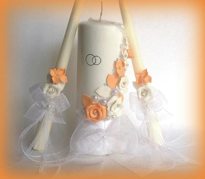 свечи декоративные. свечи семейный очаг 2022. украсить свечи. свадебный очаг в персиковом цвете. свечи для зажигания семейного очага на свадьбе.