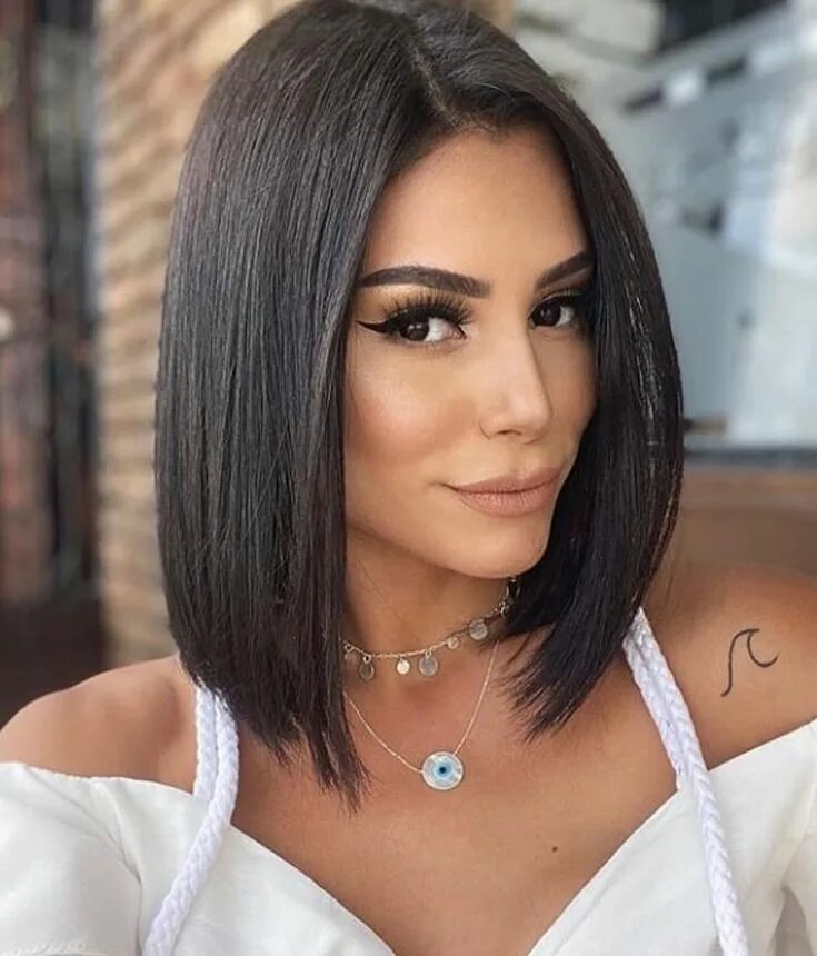 Dressed In White Shirt And Leather Jacket Short hair styles, Thick hair styles, 