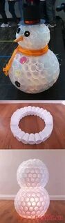 Снеговик из пластиковых стаканчиков своими руками