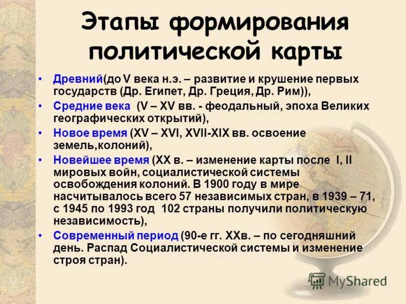 Изменения на политической карте - Вопросы и ответы
