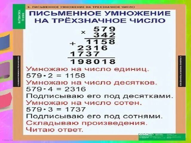 Умножение на трехзначное число. Алгоритм письменного умножения на трехзначное число. Письменное умножение на трехзначное число 4 класс алгоритм. Умножение трехзначных чисел на трехзначные. Алгоритм письменного деления трехзначного