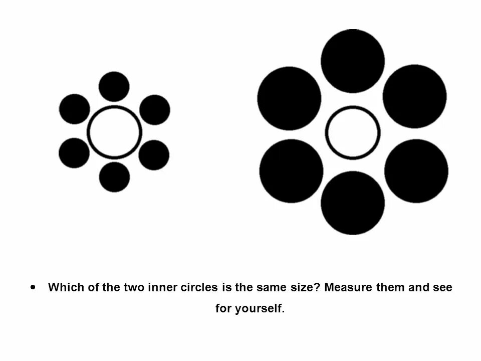 6 пятна. Иллюзия восприятия размера. Оптическая иллюзия с кружками. Кажущиеся фигуры иллюзия. Иллюзии восприятия фигуры.